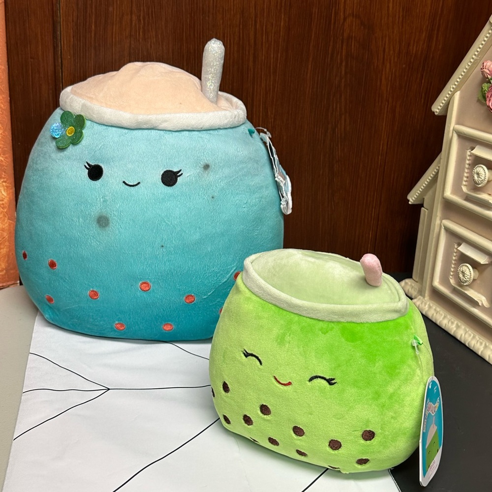 Squishmallow SEVDA Boba drink and Jakarria the Boba Tea Stuffed pillows